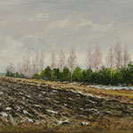 2016, Przedwiośnie, Vorfrühling, early spring, olej na płótnie lnianym, 45 x 70 cm.