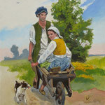 2025, wesoła przejażdżka, olej na płótnie, 24 / 30 cm.