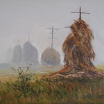 2014, Mgła, Nebel, Fog, olej na płótnie lnianym, 30 x 40 cm.