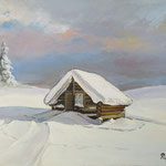 2020, Śnieg, olej na płótnie, 30 x 40 cm.