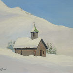 2022, Kaplica w Duche, La chapelle de la Duche, olej na płótnie lnianym, 30 x 40 cm.