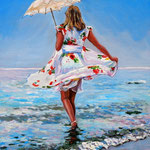 2010, Spacer po wodzie, olej na płótnie, 30 x 40 cm.