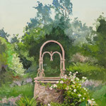 2017, Ogród ze studnią, Garten mit Brunnen, olej na płótnie lnianym, 30 x 40 cm.