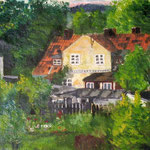 1973, Oliwa, widok z okna na ul. Słonecznej 3/3, olej na płótnie, 30 x 40 cm, Gd. Oliwa.