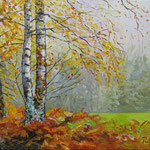 2022, Jesień na skraju lasu, olej na płótnie, 24 x 32 cm.