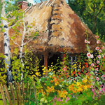 2011, Wiejska chata, olej na płótnie, 24 x 30 cm,