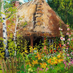 2011, Wiejska chata, olej na płótnie, 24 x 30 cm,