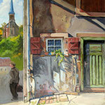 2013, Poranek w Petite Rosselle, Morgen in Petite Rosselle, olej na sklejce, 30 x 40 cm.