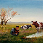 2008, Pasterz, olej na płótnie, 30 x 40 cm.