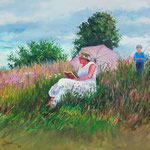 2009, Lektura, olej na płótnie, 40 x 50 cm.