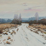 2019, Pejzaż zimowy, winter landscape, Winterlandschaft, olej na płótnie, 30 x 40 cm.