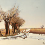 2015, Przedwiośnie, Early spring, Vorfrühling, olej na sklejce, 30 x 40 cm.