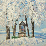 2010, Kapliczka kaszubska, olej na płótnie, 24 / 30 cm.