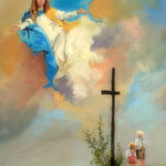 2016, prośba do Matki Bożej, olej na sklejce, 34 x 49 cm.
