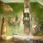 1983, martwa natura, olej na płótnie, 40 x 50 cm. Jena Roter Turm.