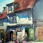 2008, Na podwórku, olej na płótnie, 40 x 50 cm.