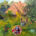 2014, w ogrodzie/im Garten, olej na płótnie lnianym, 24 x 30 cm.