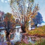 2010, Jesień nad jeziorem, olej na płótnie, 30 x 40 cm.