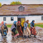 2011, W drodze na pole, olej na płótnie, 30 x 40 cm.