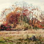 2014, Listopadowa melancholia, olej na płótnie lnianym, 30 x 40 cm. 秋