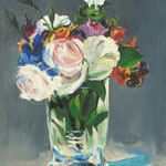 2019, Kwiaty w szklanej wazie wg. E. Maneta, olej na płótnie, 35 x 50 cm.