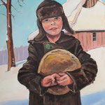 2011, chłopiec z chlebem, olej na płótnie, 40 x  50 cm, Magdeburg.
