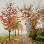 2015, Jesienna alejka, Herbstgasse, autumn alley, olej, płótno lniane, 30 x 40 cm.