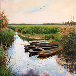 2011, Nad Narwią, olej na płótnie, 30 x 40 cm.  夏 