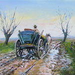 2008, Jesień, olej na płótnie, 30 x 40 cm. 秋，