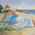 2010, Na plaży w Mechelinkach, am Strand in Mechelinki, olej na płótnie, 50 x 70 cm.