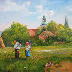 2011, Sianokosy, Heuernte, Öl auf Leinen, 50 x 70 cm.