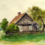 2023, Lato na wsi, akwarela, 13 / 18 cm.