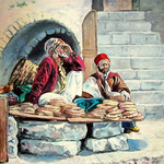 2009, Sprzedawcy chleba w Jeruzalem, olej na płótnie, 40 x 50 cm.