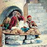 2009, Sprzedawcy chleba w Jeruzalem, olej na płótnie, 40 x 50 cm.