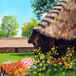 2011, lato na wsi,  olej na płótnie, 24 x 30 cm.