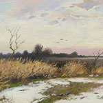 2016, Zimowy pejzaż, Winterlandschaft, olej, płótno lniane, 30 x 40 cm
