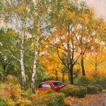 2015, Jesiwń w mieście,  olej, płótno lniane, 30 x 40 cm.
