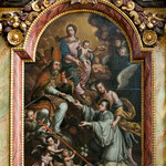 Das barocke Retabel des Augustinusaltars von 1696 zeigt mit der Übergabe der Ordensregel an den hl. Norbert ein typisches Motiv prämonstratensischer Spiritualität.