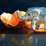 Nicole Maye Luga, "Pepper Peel Surfing",3" x 5", oil on panel