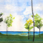 3. Lesa Chittenden Lim, "View of the Bay", 21” x 25”, watercolor and pastel