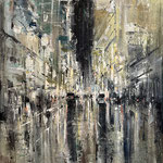 Gregory Prestegord, "Night on Market St.", 34" x 27", oil on panel