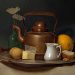 Jeremy Deck, "Copper Kettle Still Life", 12" x 16", oil on linen