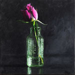 Nicole Maye Luga, "Magenta Rose", 6" x 6", oil on panel