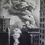 Rick Buttari, "Urban Fire", 26” x 22”, charcoal on paper