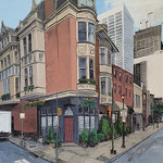 Shushana Rucker, "Flowery Restaurant", 12” x 24”, oil on panel