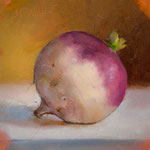 Nancy Bea Miller, "Turnip", 4” x 4”, oil on panel 