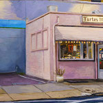 Nicole Maye Luga, "Tartes", oil on panel, 9" x 18"