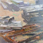Charles Newman, "Just Another Painting of Pallets", 10" x 10", oil on panel