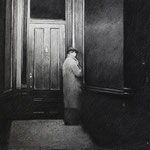 Rick Buttari, "Hallway Door", 17” x 22”, charcoal on paper