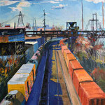 Kate Kern Mundie, "Trains Resting", 20" x 16", oil on panel